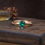 Unique Twisted Ring With 4 Prong Round Cut Emerald Engagement Ring - Additional view