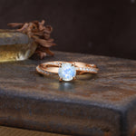Unique Twisted Ring With 4 Prong Round Cut Moonstone Engagement Ring - Additional view