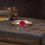 Unique Twisted Ring With 4 Prong Round Cut Ruby Engagement Ring - Additional view