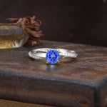 Unique Twisted Ring With 4 Prong Round Cut Sapphire Engagement Ring - Additional view