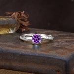 Unique Twisted Ring With 4 Prong Round Cut Amethyst Engagement Ring - Additional view