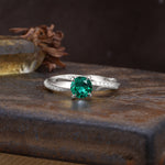 Unique Twisted Ring With 4 Prong Round Cut Emerald Engagement Ring - Additional view