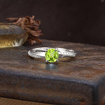 Unique Twisted Ring With 4 Prong Round Cut Peridot Engagement Ring - Additional view