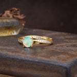 Unique Twisted Ring With 4 Prong Round Cut Fire Opal Engagement Ring - Additional view