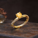 Unique Twisted Ring With 4 Prong Round Cut Citrine Engagement Ring - Additional view