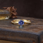 Unique Twisted Ring With 4 Prong Round Cut Tanzanite Engagement Ring - Additional view