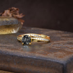 Unique Twisted Ring With 4 Prong Round Cut Black Rutilated Quartz Engagement Ring - Additional view