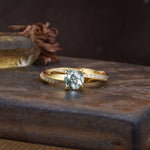 Unique Twisted Ring With 4 Prong Round Cut Moss Agate Engagement Ring - Additional view