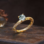 Unique Twisted Ring With 4 Prong Round Cut Moss Agate Engagement Ring - Additional view
