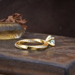 Unique Twisted Ring With 4 Prong Round Cut Moss Agate Engagement Ring - Additional view
