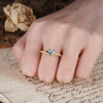 Unique Twisted Ring With 4 Prong Round Cut Moss Agate Engagement Ring - Additional view