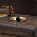 Unique Twisted Ring With 4 Prong Round Cut Black Onyx Engagement Ring - Additional view