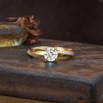 Unique Twisted Ring With 4 Prong Round Cut Lab Diamond Engagement Ring - Additional view