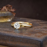 Unique Twisted Ring With 4 Prong Round Cut Lab Diamond Engagement Ring - Additional view