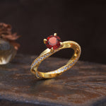 Unique Twisted Ring With 4 Prong Round Cut Garnet Engagement Ring - Additional view