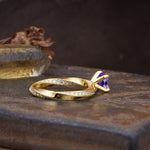 Unique Twisted Ring With 4 Prong Round Cut Amethyst Engagement Ring - Additional view