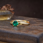 Unique Twisted Ring With 4 Prong Round Cut Emerald Engagement Ring - Additional view