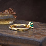Unique Twisted Ring With 4 Prong Round Cut Emerald Engagement Ring - Additional view