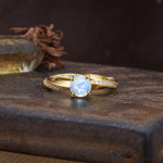 Unique Twisted Ring With 4 Prong Round Cut Moonstone Engagement Ring - Additional view