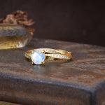 Unique Twisted Ring With 4 Prong Round Cut Moonstone Engagement Ring - Additional view