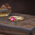 Unique Twisted Ring With 4 Prong Round Cut Ruby Engagement Ring - Additional view
