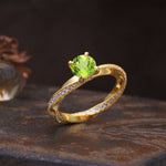 Unique Twisted Ring With 4 Prong Round Cut Peridot Engagement Ring - Additional view