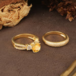 Luxurious and Unique 4-Prong Round Cut Citrine Bridal Ring Set - Additional view