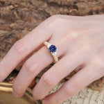 Luxurious Vintage Style Pavé Set Band, 4 Prong Round Cut Tanzanite Three Stone Wedding Ring - Additional view