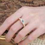 Luxurious Vintage Style Pavé Set Band, 4 Prong Round Cut Lab Diamond Three Stone Wedding Ring - Additional view