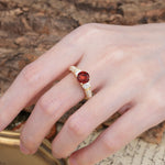Luxurious Vintage Style Pavé Set Band, 4 Prong Round Cut Garnet Three Stone Wedding Ring - Additional view
