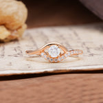 Unique Demon Eye 4-Prong Round Cut Moissanite Engagement Ring - Additional view