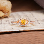 Unique Demon Eye 4-Prong Round Cut Citrine Engagement Ring - Additional view