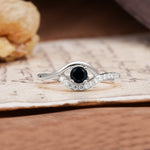 Unique Demon Eye 4-Prong Round Cut Black Onyx Engagement Ring - Additional view