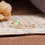 Unique Demon Eye 4-Prong Round Cut Fire Opal Engagement Ring - Additional view