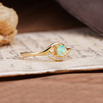 Unique Demon Eye 4-Prong Round Cut Fire Opal Engagement Ring - Additional view