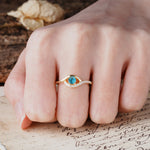 Unique Demon Eye 4-Prong Round Cut Turquoise Engagement Ring - Additional view