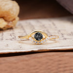 Unique Demon Eye 4-Prong Round Cut Black Rutilated Quartz Engagement Ring - Additional view