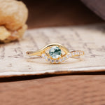 Unique Demon Eye 4-Prong Round Cut Moss Agate Engagement Ring - Additional view