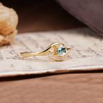 Unique Demon Eye 4-Prong Round Cut Moss Agate Engagement Ring - Additional view