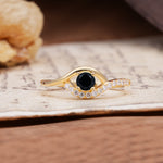 Unique Demon Eye 4-Prong Round Cut Black Onyx Engagement Ring - Additional view