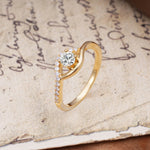 Unique Demon Eye 4-Prong Round Cut Lab Diamond Engagement Ring - Additional view