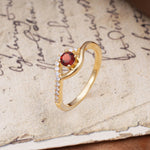 Unique Demon Eye 4-Prong Round Cut Garnet Engagement Ring - Additional view