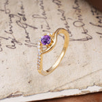 Unique Demon Eye 4-Prong Round Cut Amethyst Engagement Ring - Additional view