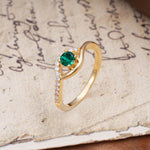 Unique Demon Eye 4-Prong Round Cut Emerald Engagement Ring - Additional view