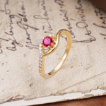 Unique Demon Eye 4-Prong Round Cut Ruby Engagement Ring - Additional view
