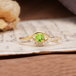 Unique Demon Eye 4-Prong Round Cut Peridot Engagement Ring - Additional view