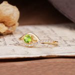 Unique Demon Eye 4-Prong Round Cut Peridot Engagement Ring - Additional view