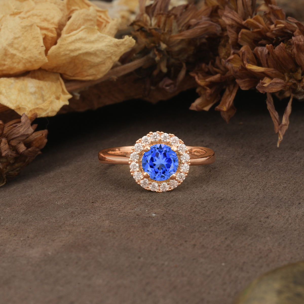 Unique and Luxurious 4-Prong Round Cut Sapphire Engagement Ring - Additional view