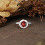 Unique and Luxurious 4-Prong Round Cut Garnet Engagement Ring - Additional view