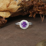 Unique and Luxurious 4-Prong Round Cut Amethyst Engagement Ring - Additional view